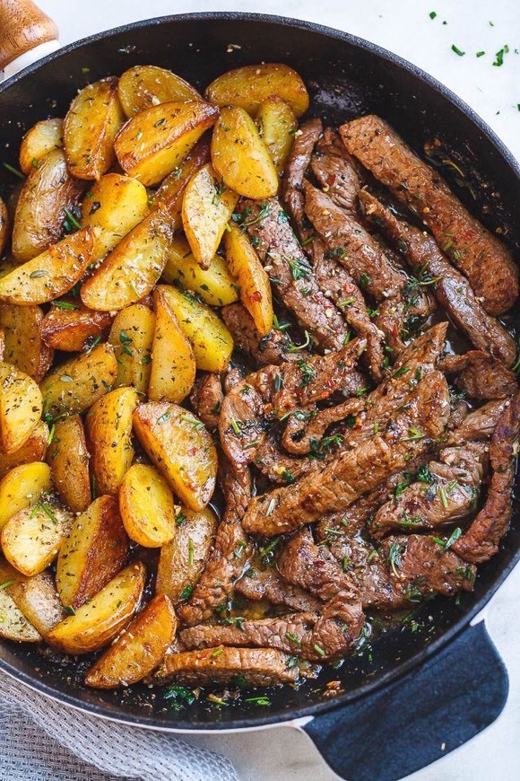 Fashion Garlic butter steak and potatoes skillet