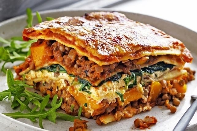 Moda Pumpkin, spinach and lentil lasagna 