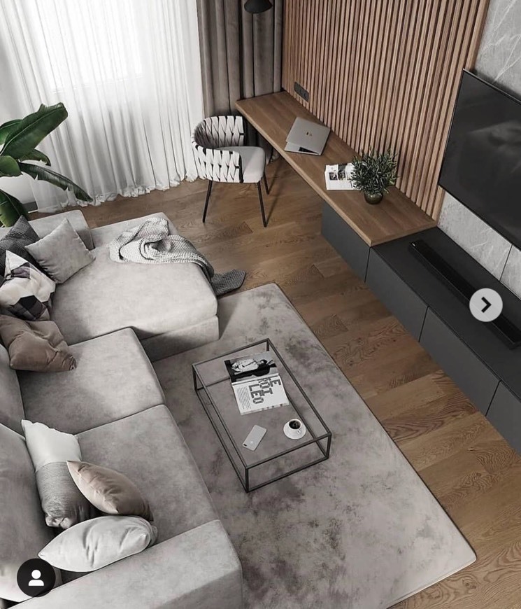 Moda grey & wood living room 