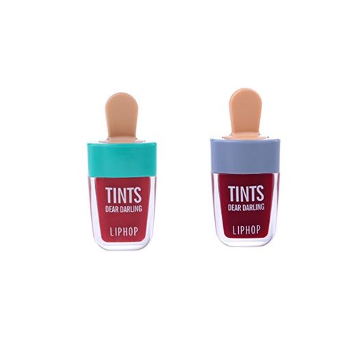 2 Colores Lindo Lápiz Labial de Diseño de Helado Tinte de Labios Líquido Lápiz Labial