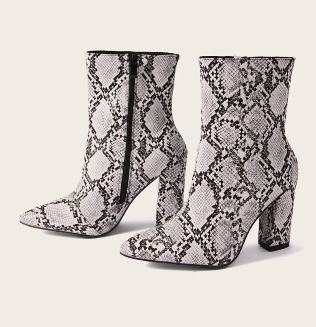 Product Snakeskin Print Faux Leather Ankle Boots