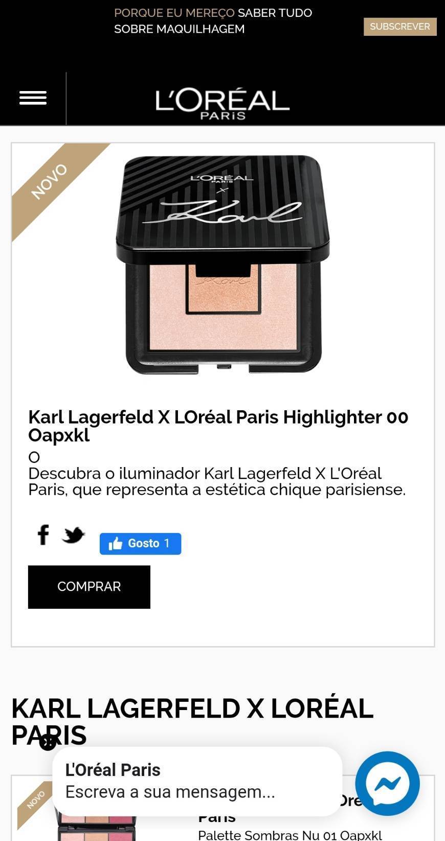 Moda Iluminador Karl lagetfeld edição limitada L'oreal 