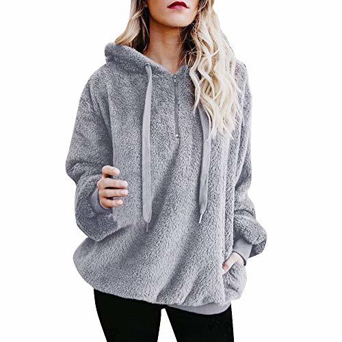 Producto Mujer Sudadera Caliente y Esponjoso Tops Chaqueta Suéter Abrigo Jersey Mujer Otoño-Invierno