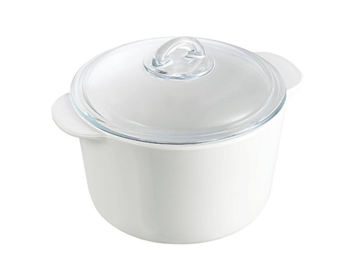 Productos Pyrex Flame - Cacerola redonda, 3 l, vidrio cerámico, color blanco