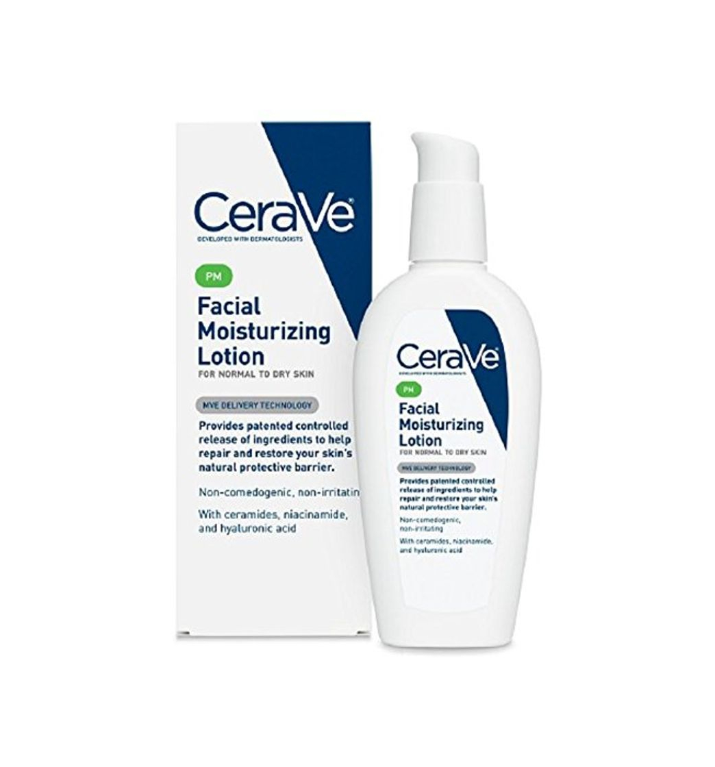 Social CeraVe Loción facial hidratante Pm 3 Oz Pack de 2