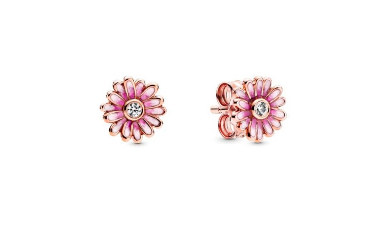 Moda Brincos Pink Daisy Flower Pandora Rose