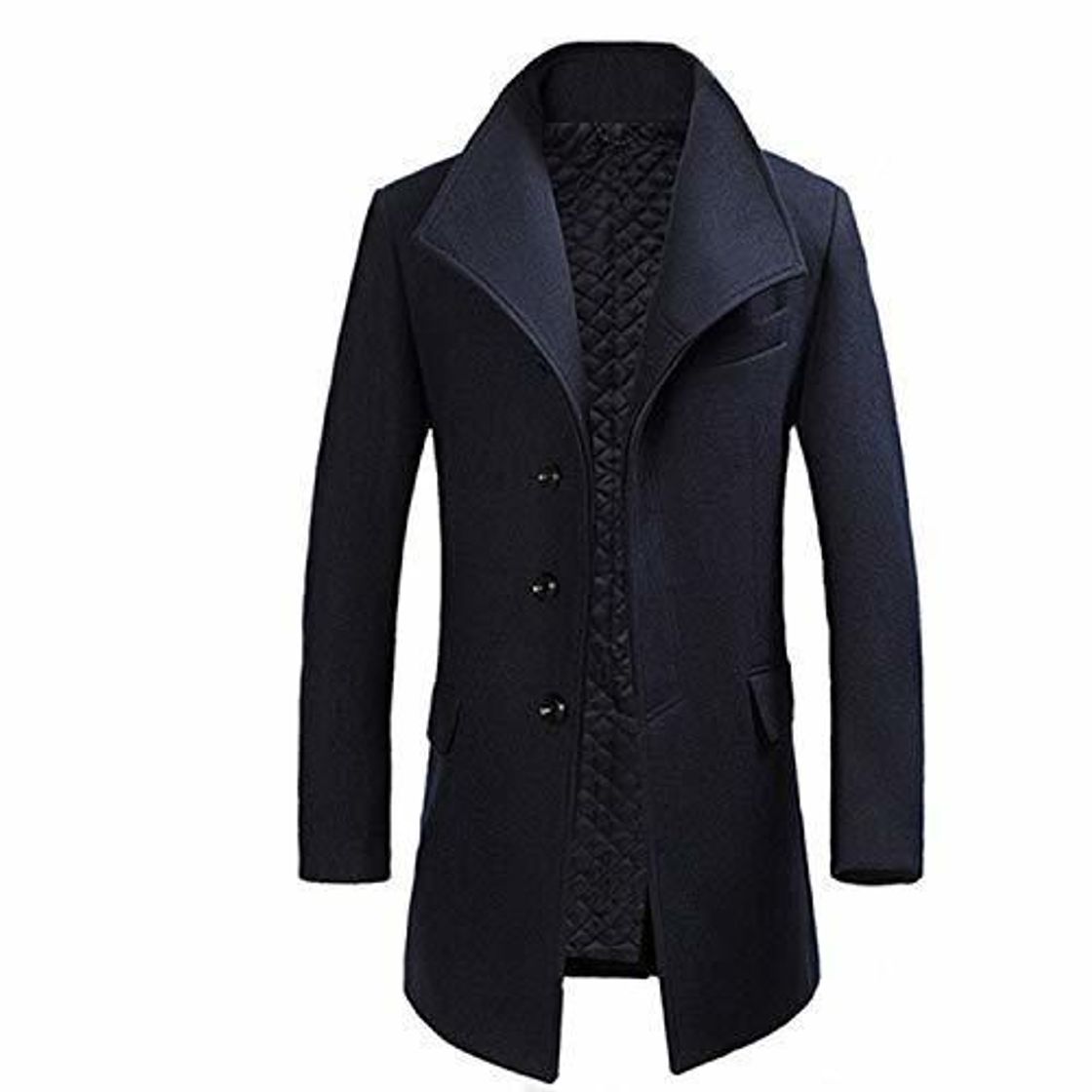 Product Smile-xj Casaco Masculino Inverno Thicken Wool Coat Men Turn Collar Overcoat azul