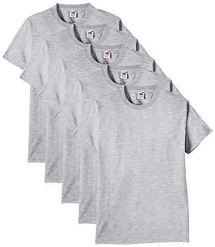 Fruit of the Loom Heavy Cotton tee Shirt 5 Pack Camiseta, Gris