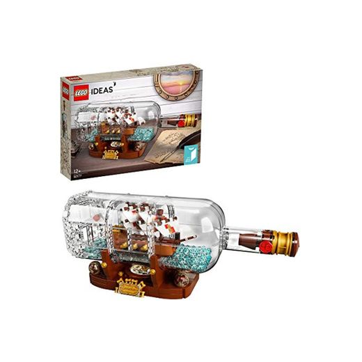 LEGO 92177 Ideas Barco en una Botella Set de Construcción de Coleccionistas con Soporte para Exposición para Niños