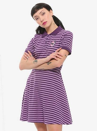 Product Ex-Boyfriend Tears Purple Stripe Polo Dress by HotTopic