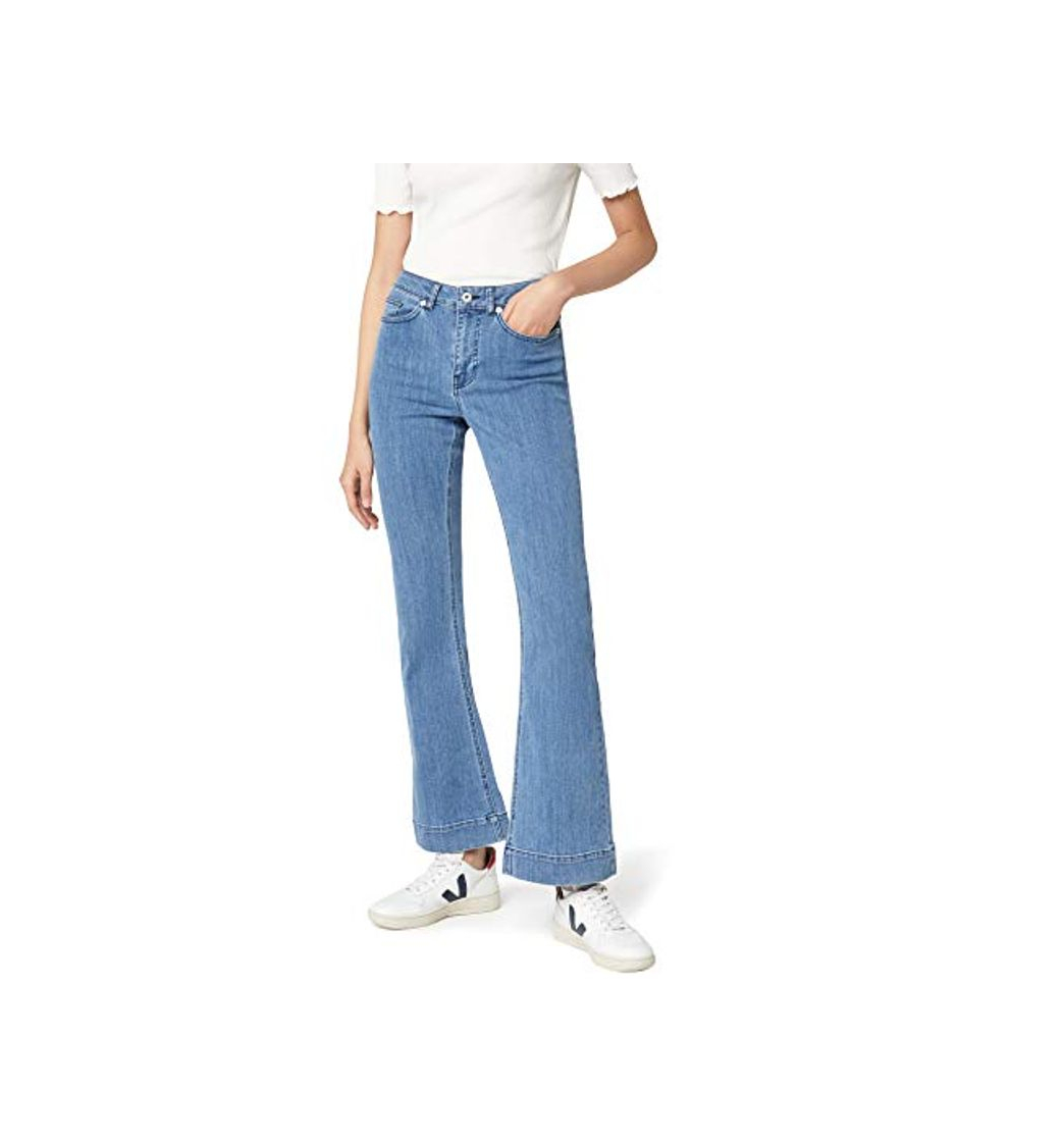 Social Marca Amazon - find. Vaqueros Campana de Tiro Alto Mujer, Blau