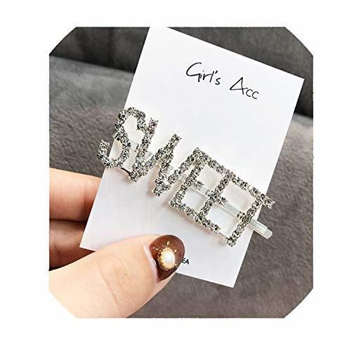 Women Girls Crystal Letter Hair Clips bands Barrettes wear Hairp Hair Accessories