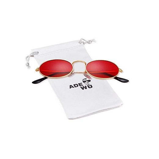 ADEWU Gafas de sol para mujer, gafas ovaladas pequeñas Gafas vintage redondas