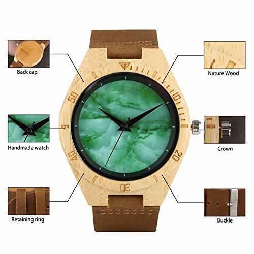 MNFWOA Moda Ultra-Light Wood Watch Men Unique   Green Face Dial Reloj de Cuarzo