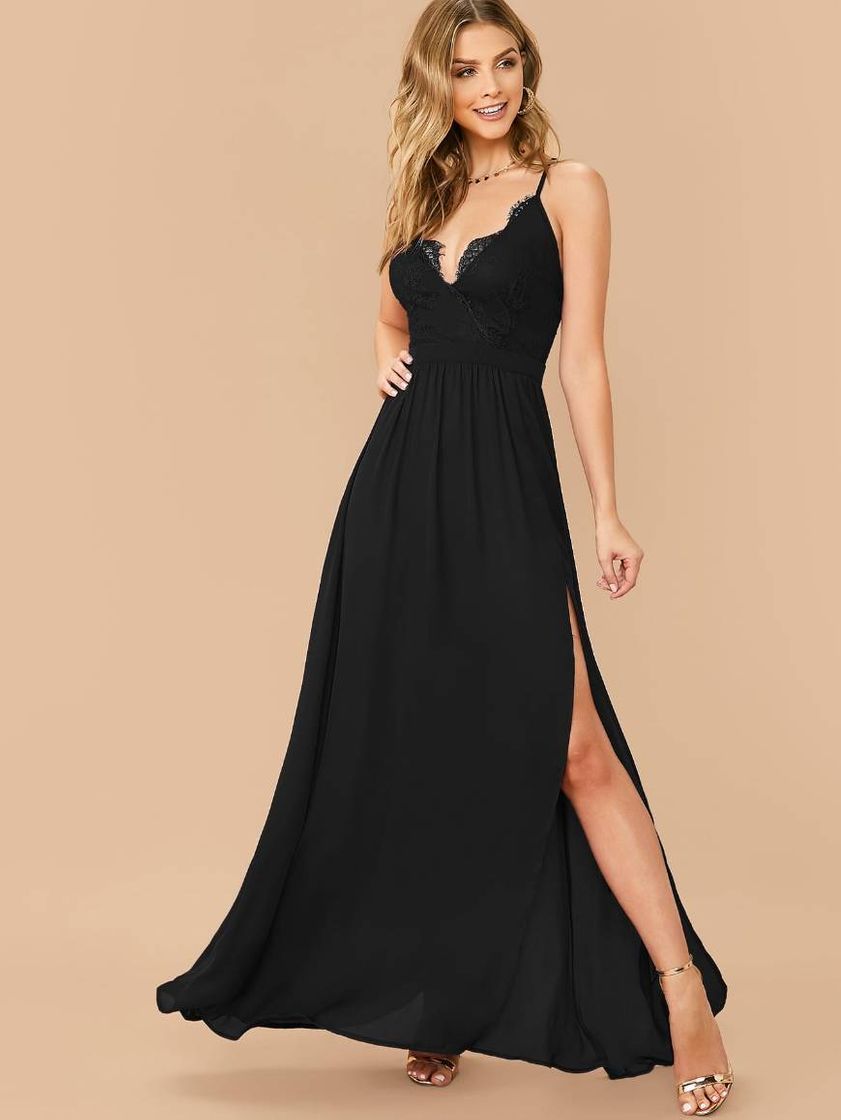 Fashion Vestido glamour preto simples.