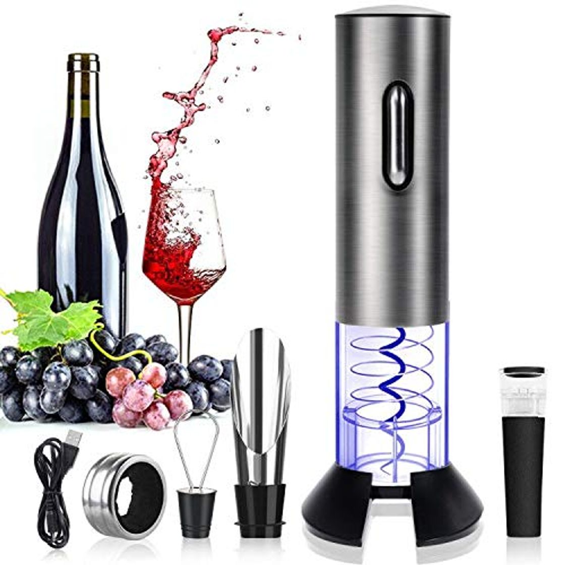 Place Rovtop Abrebotellas eléctrico recargable del vino del acero inoxidable con el cable