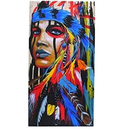 Quadro decorativo Indígena americana em tecido..
