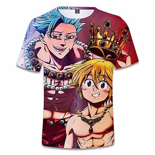 2019 Anime Nanatsu No Taizai 3D Impresa Digital de Manga Corta Camiseta