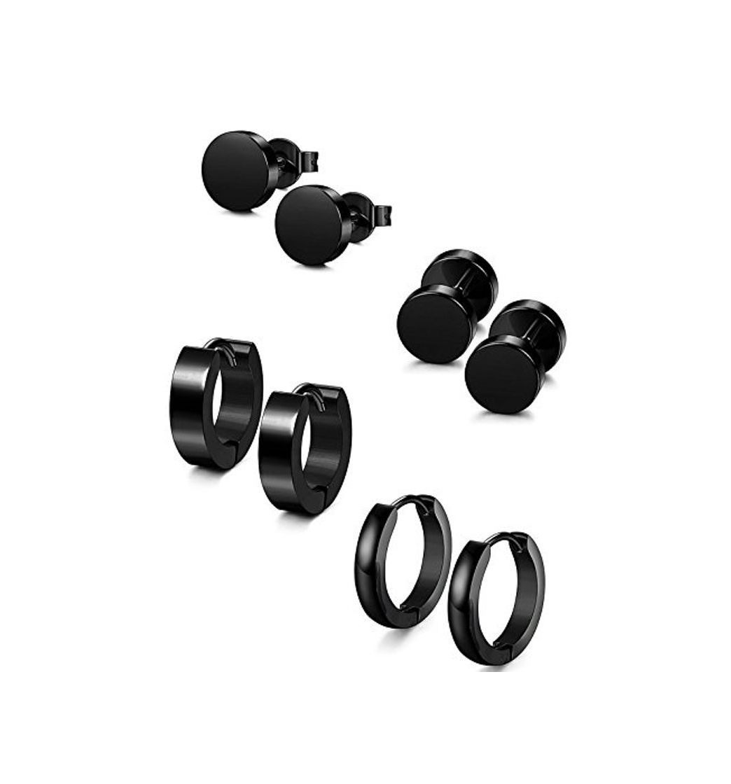 Social Sailimue 4 Pares 18G Acero Inoxidable Aro Pendientes pour Hombre Mujer Redondos