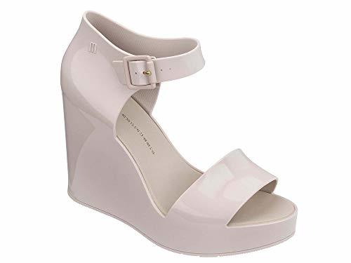 Moda Melissa Mar Marfil Tobillo Sandalias Cuña 40 White Patent