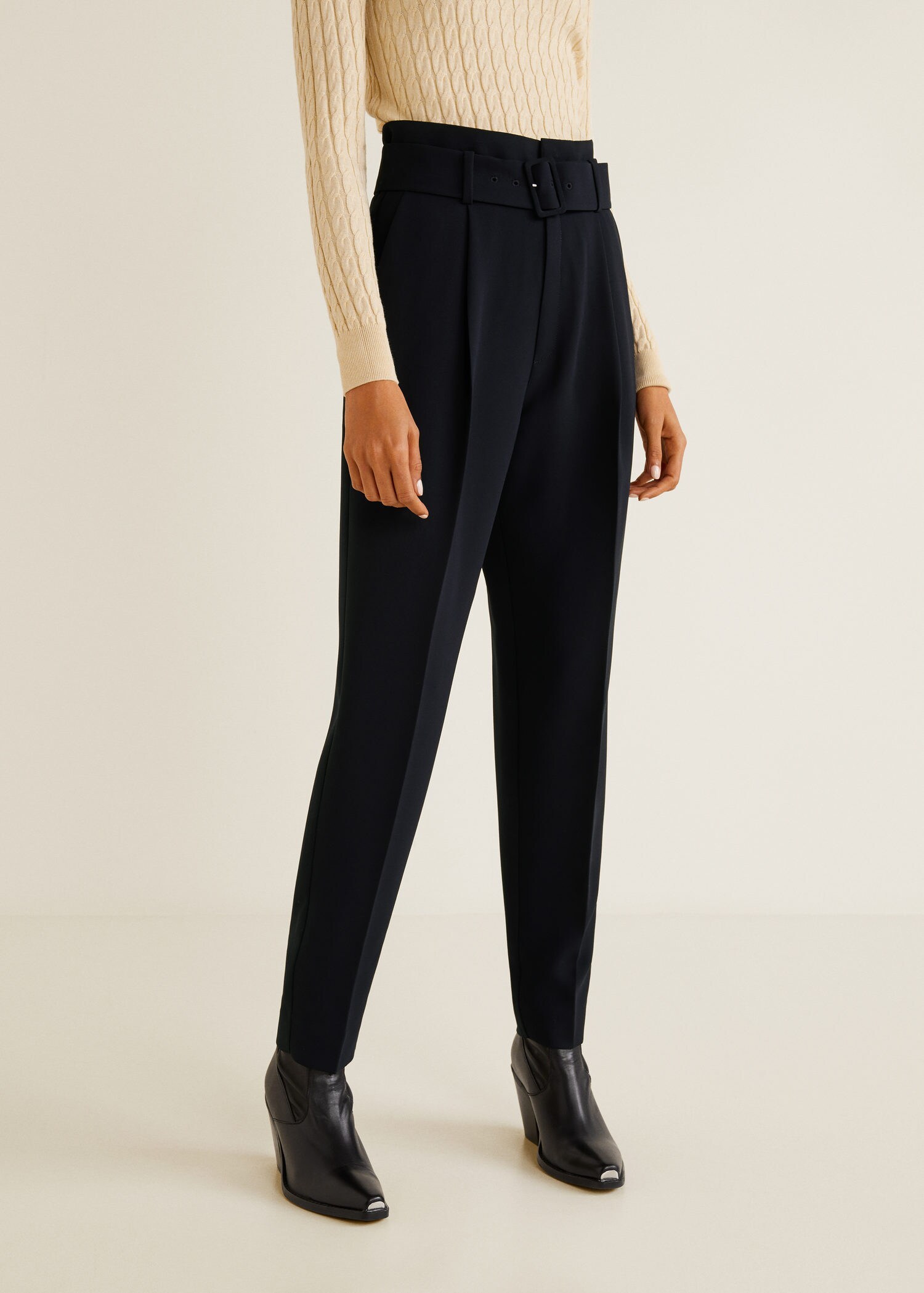 Social Pantalón tiro alto cinturón - Mujer