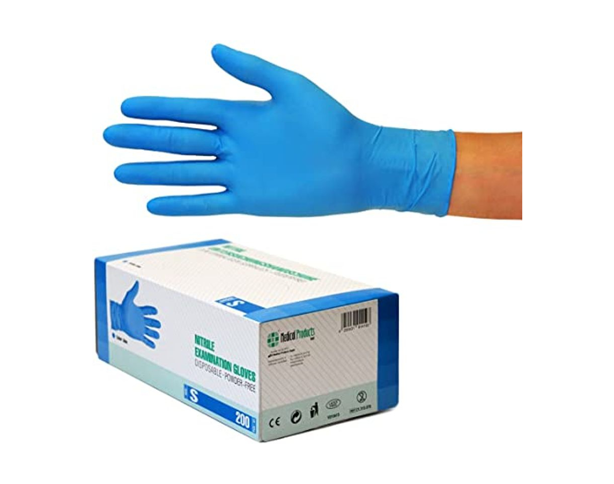 Producto 200pcs Nitrilo Guantes Desechables L Polvo Guantes Azul Libres De Látex, Dispensador