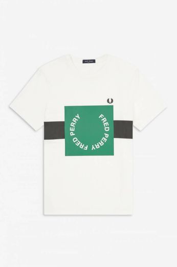 Fred Perry T-Shirt Green Square on White