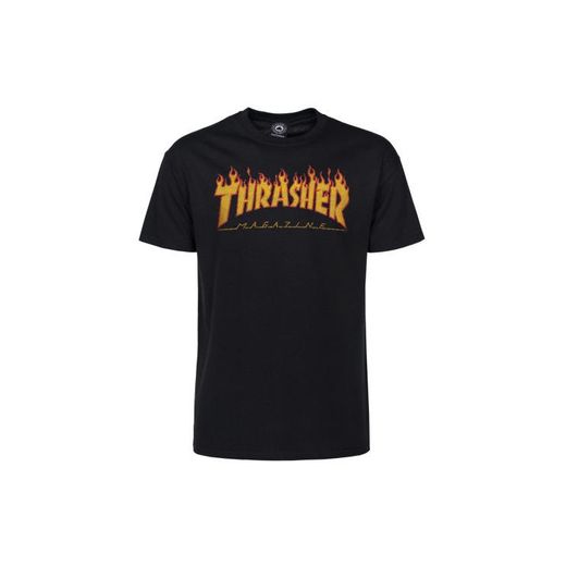 Thrasher - Camiseta con diseño en llamas