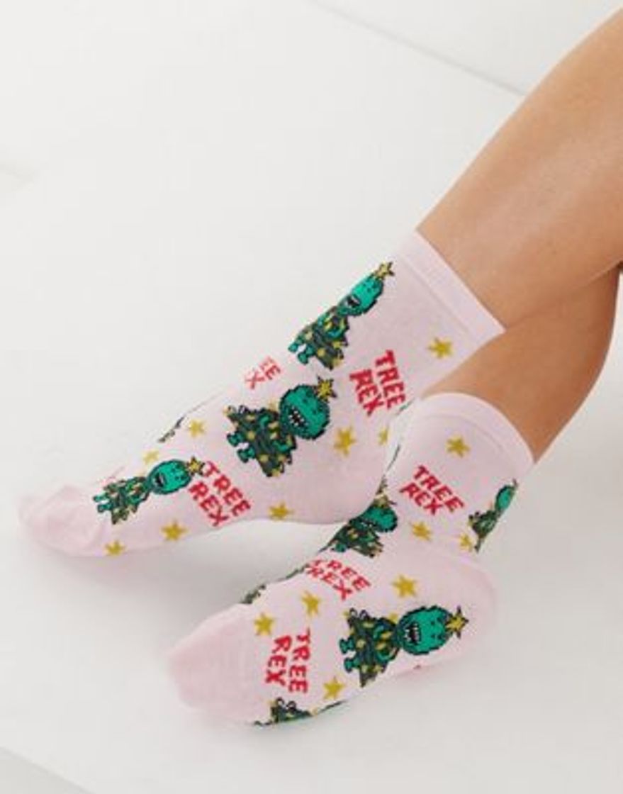 Products Calcetines navideño de árbol dinosaurio ASOS