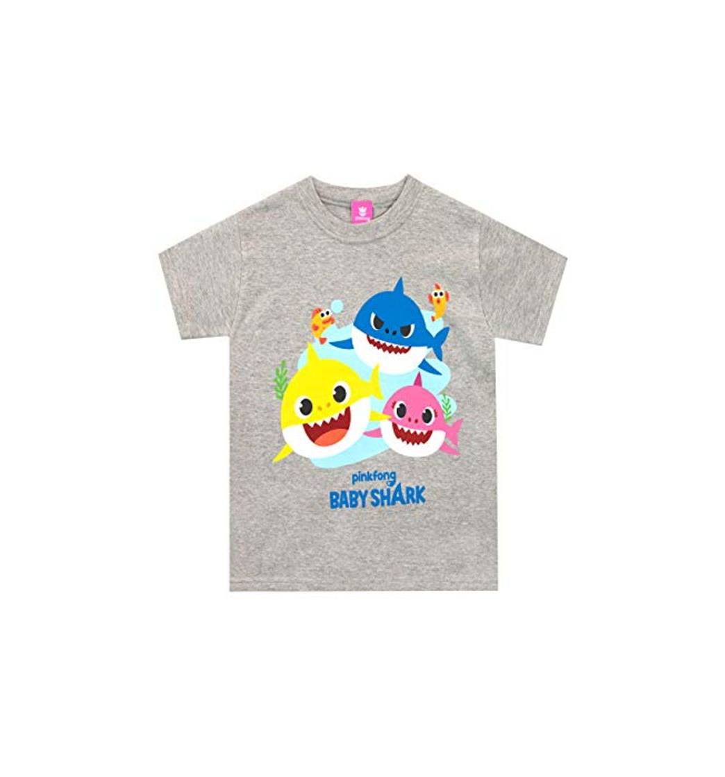 Moda Pinkfong Camiseta de Manga Corta para niños Baby Shark Gris 4