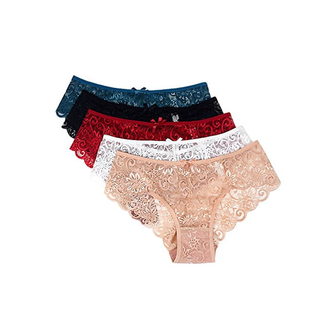 Moda Pack de 5 Bragas de Encaje para Mujer