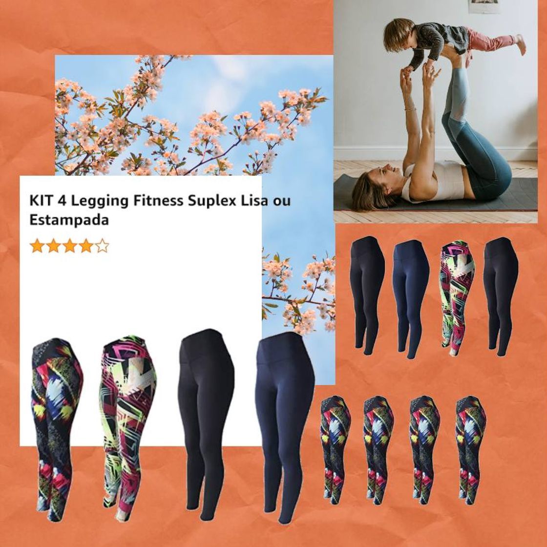 Fashion KIT 4 Legging Fitness Suplex Lisa ou Estampa. 