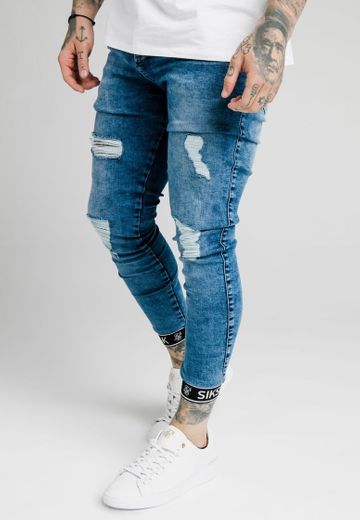 SIKSILK RAW CUFF CROPPED - Jeans Skinny - blue - ZALANDO.CH