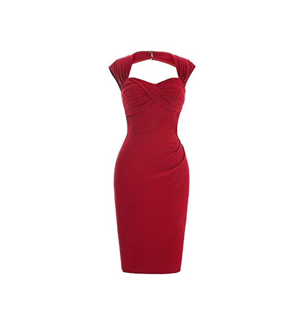 Producto Belle Poque Retros Vestidos para Mujeres Esbelto Lápiz Vestido Color Rojo Talla