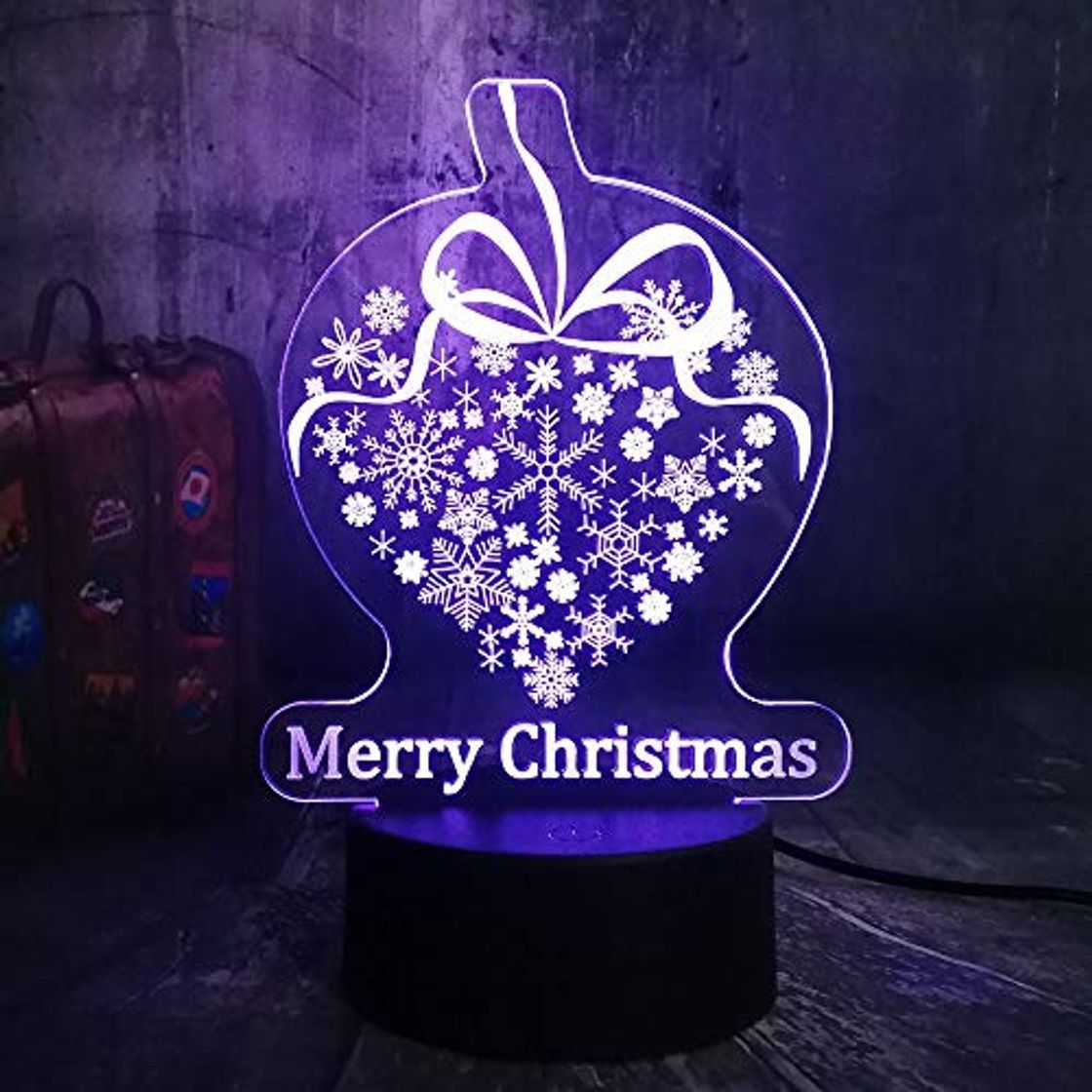 Product BDDLLM Luz nocturna 3D Natal ano novo feliz natal lâmpada floco de neve 3d led rgb luzes da noite usb lâmpada de mesa decoração para casa presente aniversário novidade brinquedo do miúdo