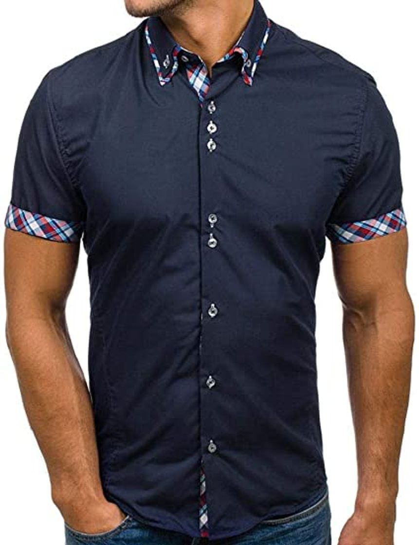 Social Camisetas Hombre Manga Corta SHOBDW 2019 Sólido Cuello Mao Camisa Lino Hombre