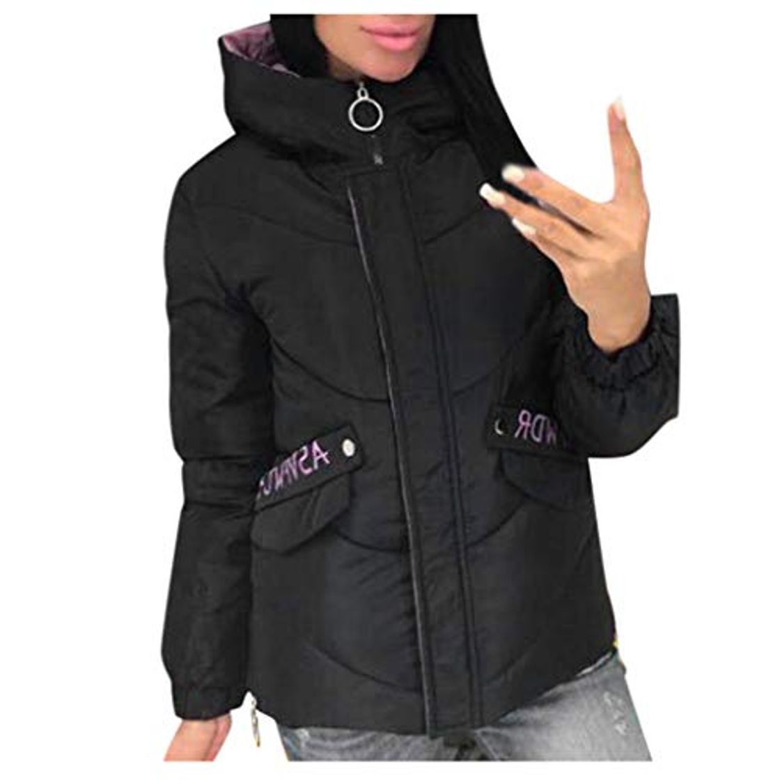 Producto Chaqueta de Invierno Abrigo con Capucha para Mujer SUNNSEAN 2019 Abrigo Corto de Algodón Acolchado para Mujer Otoño Casaco Femenino Inverno Color Sólido Cuello de Soporte Cahqueta con Capucha