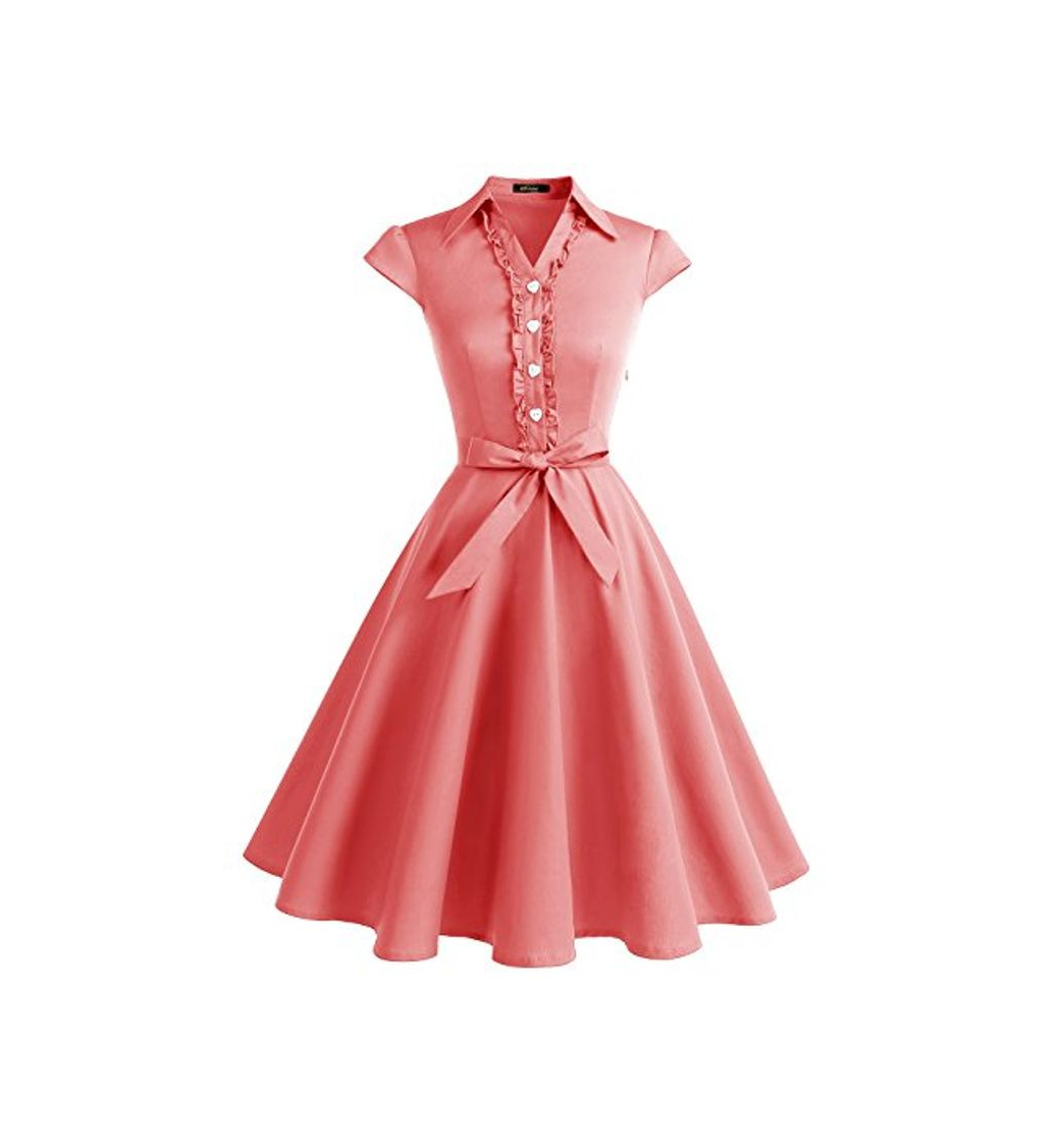 Product Wedtrend Vestido Vintage Escote V 1950s Cóctel Rockabilly Mujer Vestido Fiesta WTP10007CoralXS