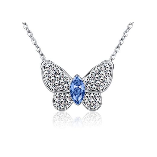 Kruckel Sparkling Butterfly White Gold Plated Necklace Made with Swarovski® Crystals