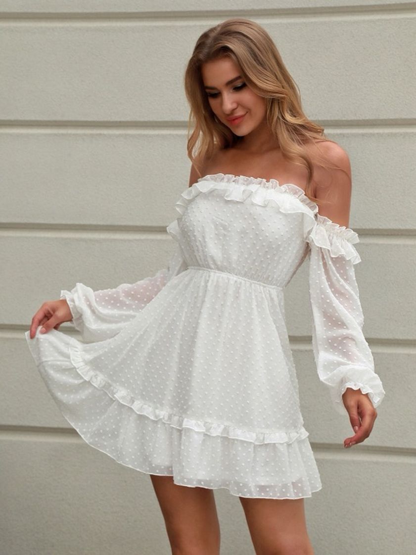 Fashion Vestido plissado branco 