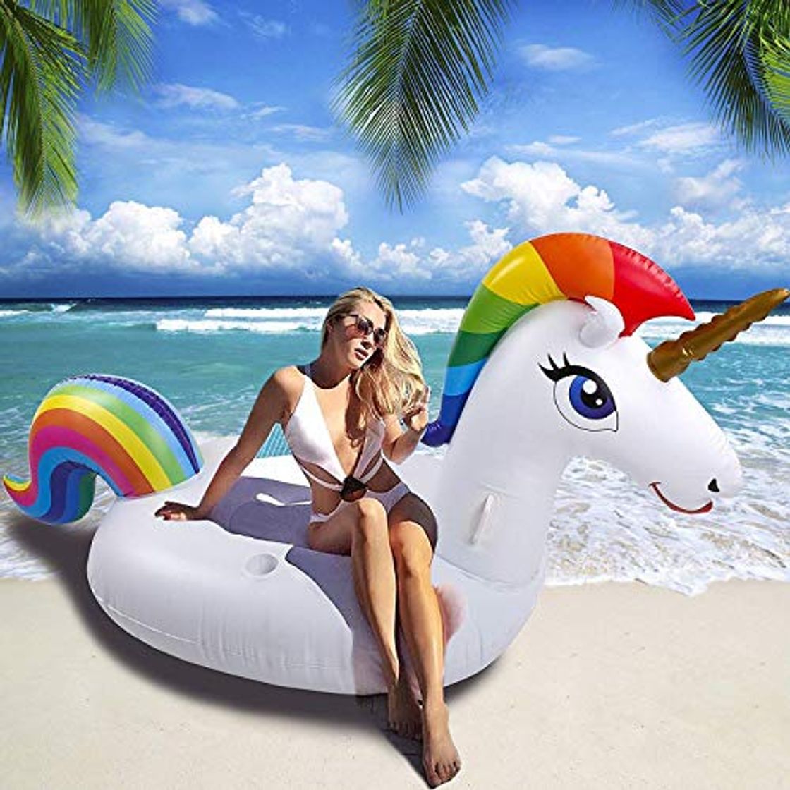 Product NEWYANG Unicornio Inflable Colchoneta - Juguete Hinchable Unicornio Piscina,PVC Adecuado para Piscinas