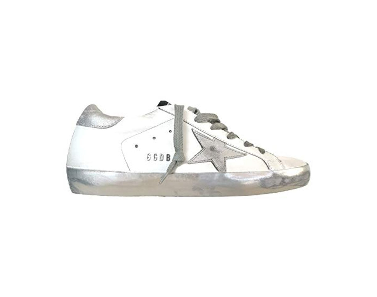 Moda Golden Goose - Zapatillas deportivas vintage Superstar G30MS590.E36, color blanco y plateado