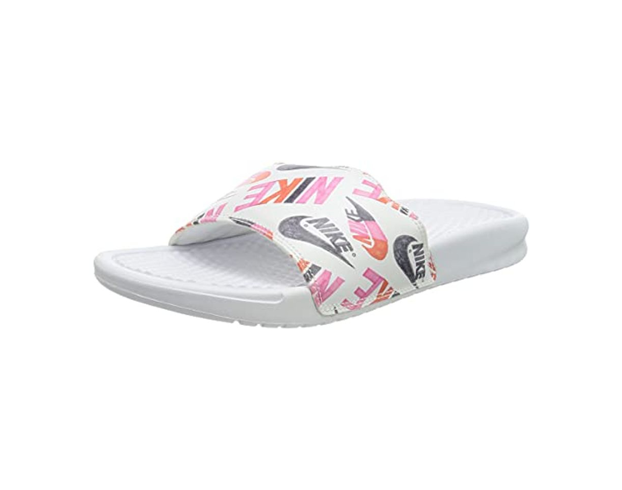 Moda Nike Wmns Benassi JDI Print, Zapatilla de Correr Mujer, Blanco