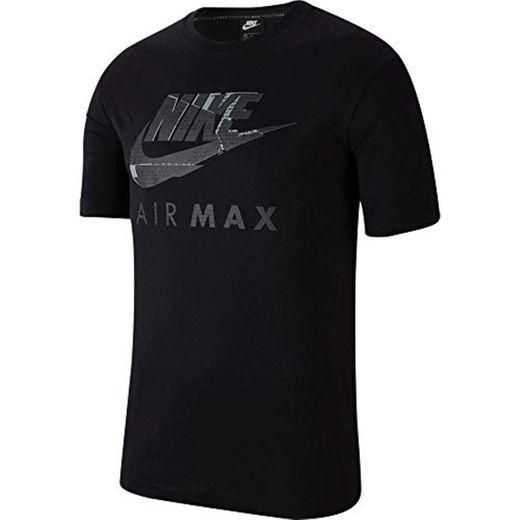 Nike Air MAX - Camiseta de Manga Corta para Hombre Negro Negro