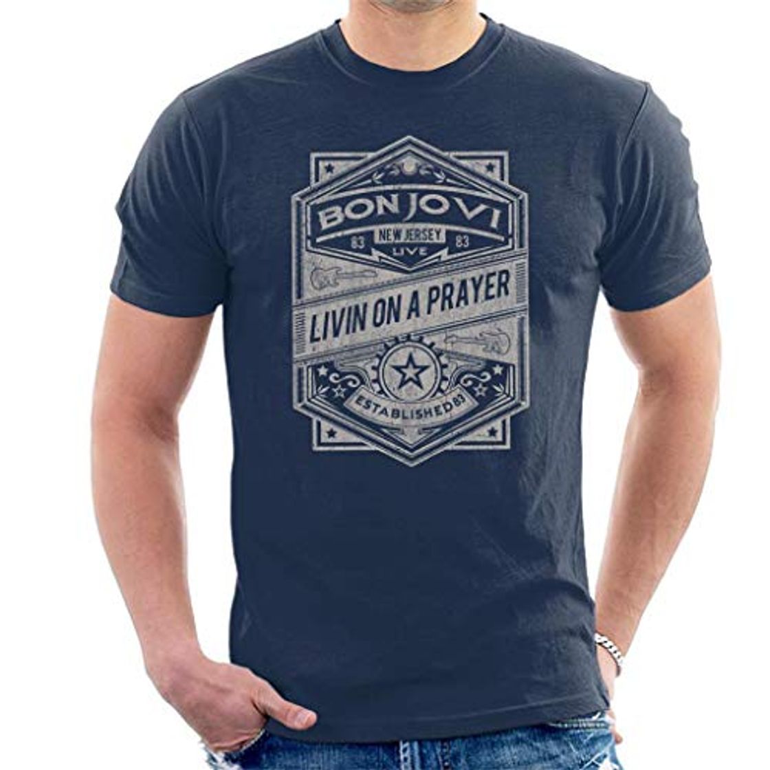 Bon Jovi Livin On A Prayer Live 83 Men's T
