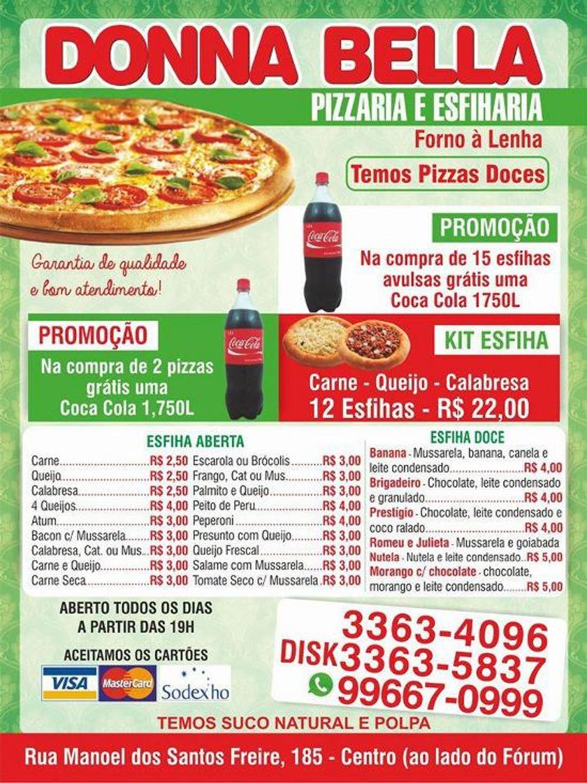 Restaurantes pizzaria e esfiharia donna bella boituva