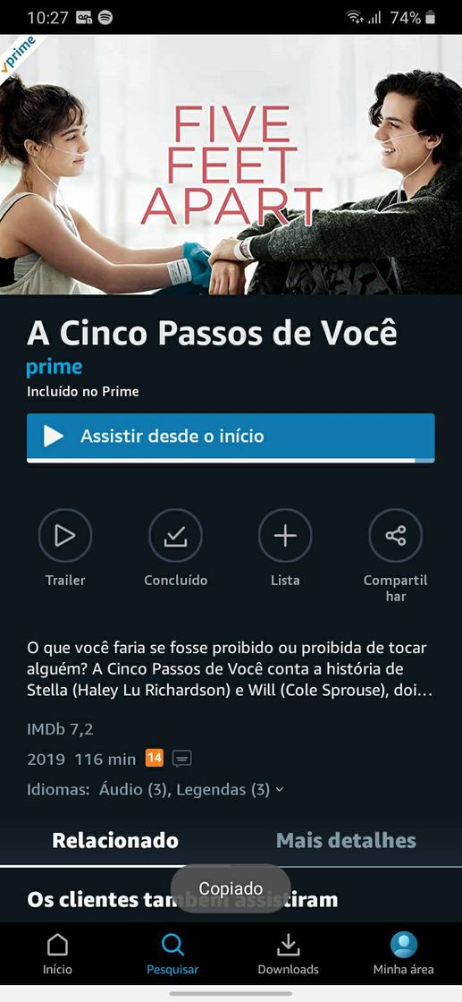 Movie A cinco passos de você