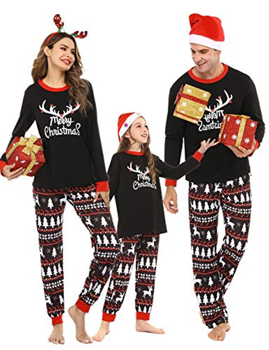 Fashion Pollara Mother Christmas Festive Pijamas Long Round Neck Christmas Pijama Set