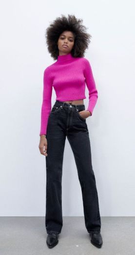 Jersey cropped punto rosa