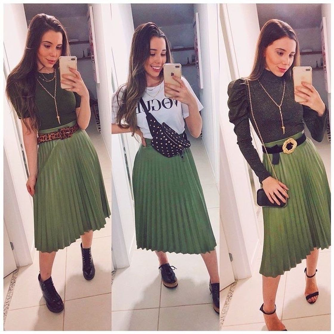 Moda look saia plissada